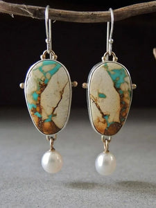 Silver, Turquoise, & Pearl Earrings