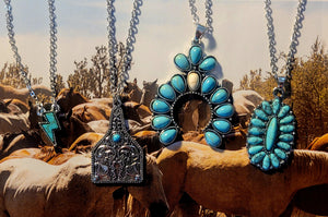Turquoise & Silver Necklaces - 4 Styles
