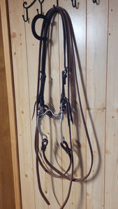 Dark Leather Single Ear Bridle Set with Aluminum Shank Bit