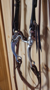 Dark Leather Single Ear Bridle Set with Aluminum Shank Bit