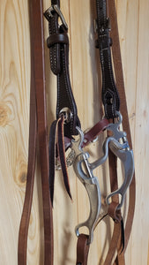 Dark Leather Single Ear Bridle Set with Aluminum Shank Bit