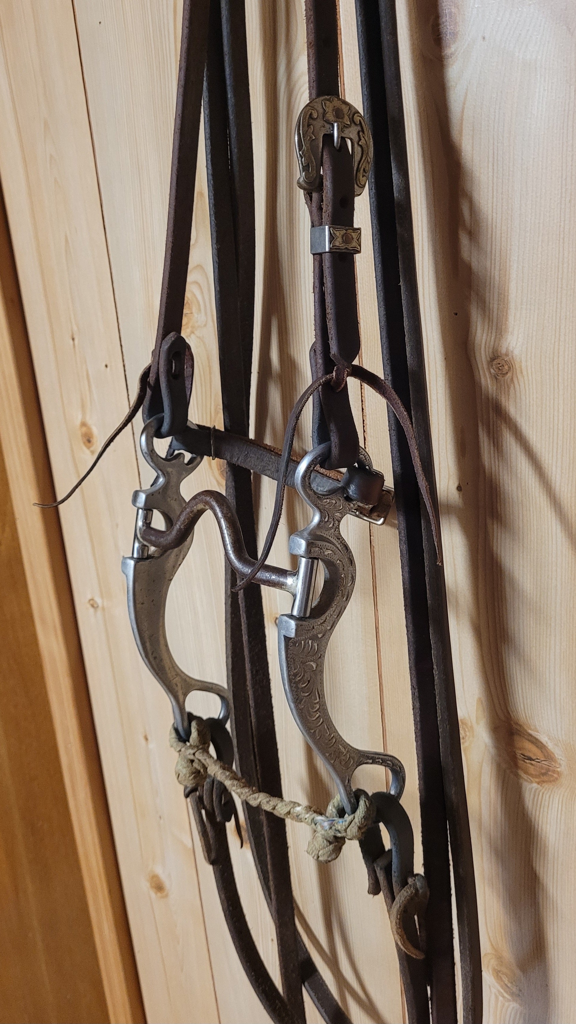 Single Ear Bridle Set with Smooth Medium Port Aluminum Bit - Used