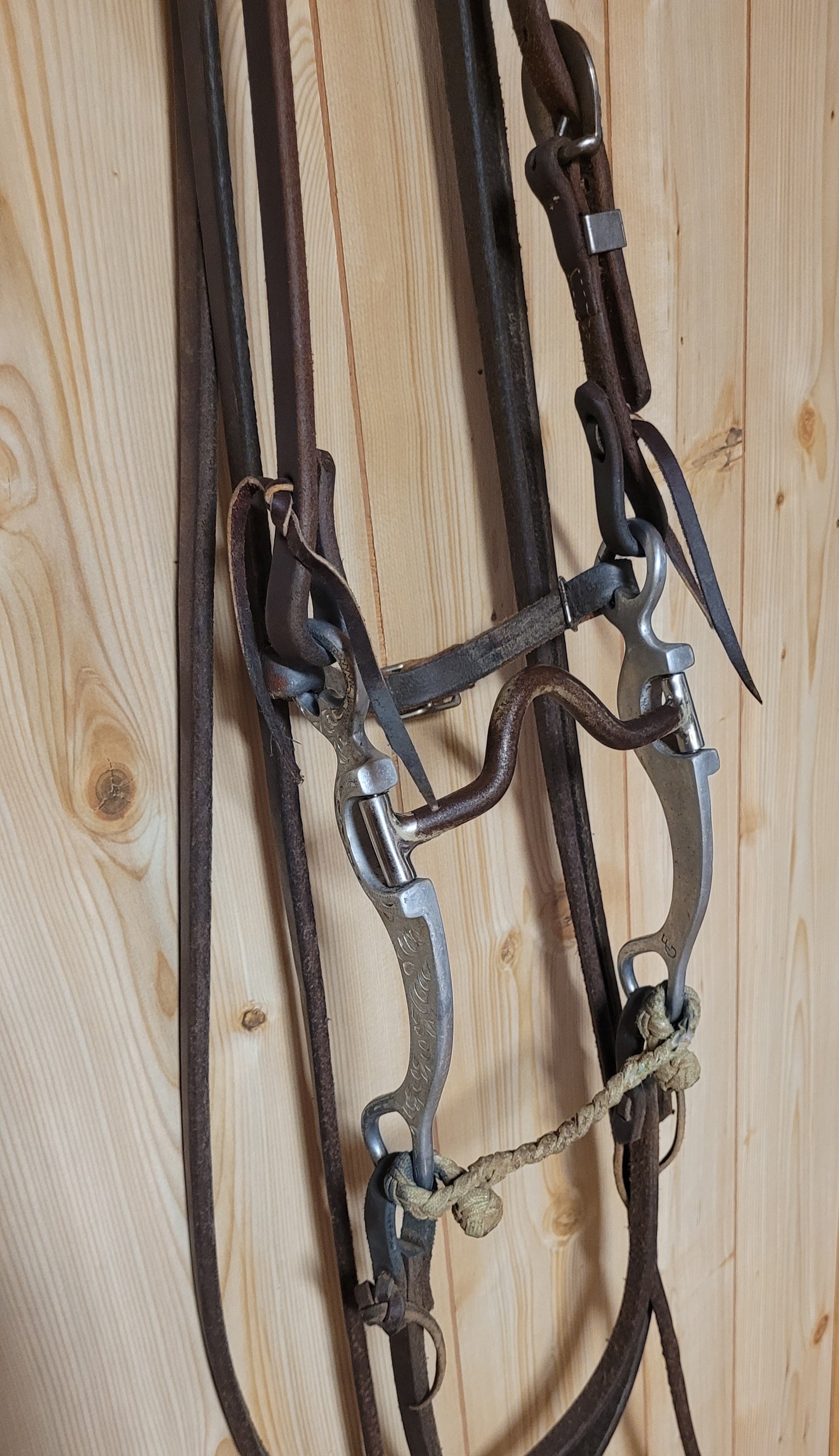 Single Ear Bridle Set with Smooth Medium Port Aluminum Bit - Used