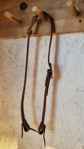 Single Ear Leather Headstall With Copper & Turquoise Buckle