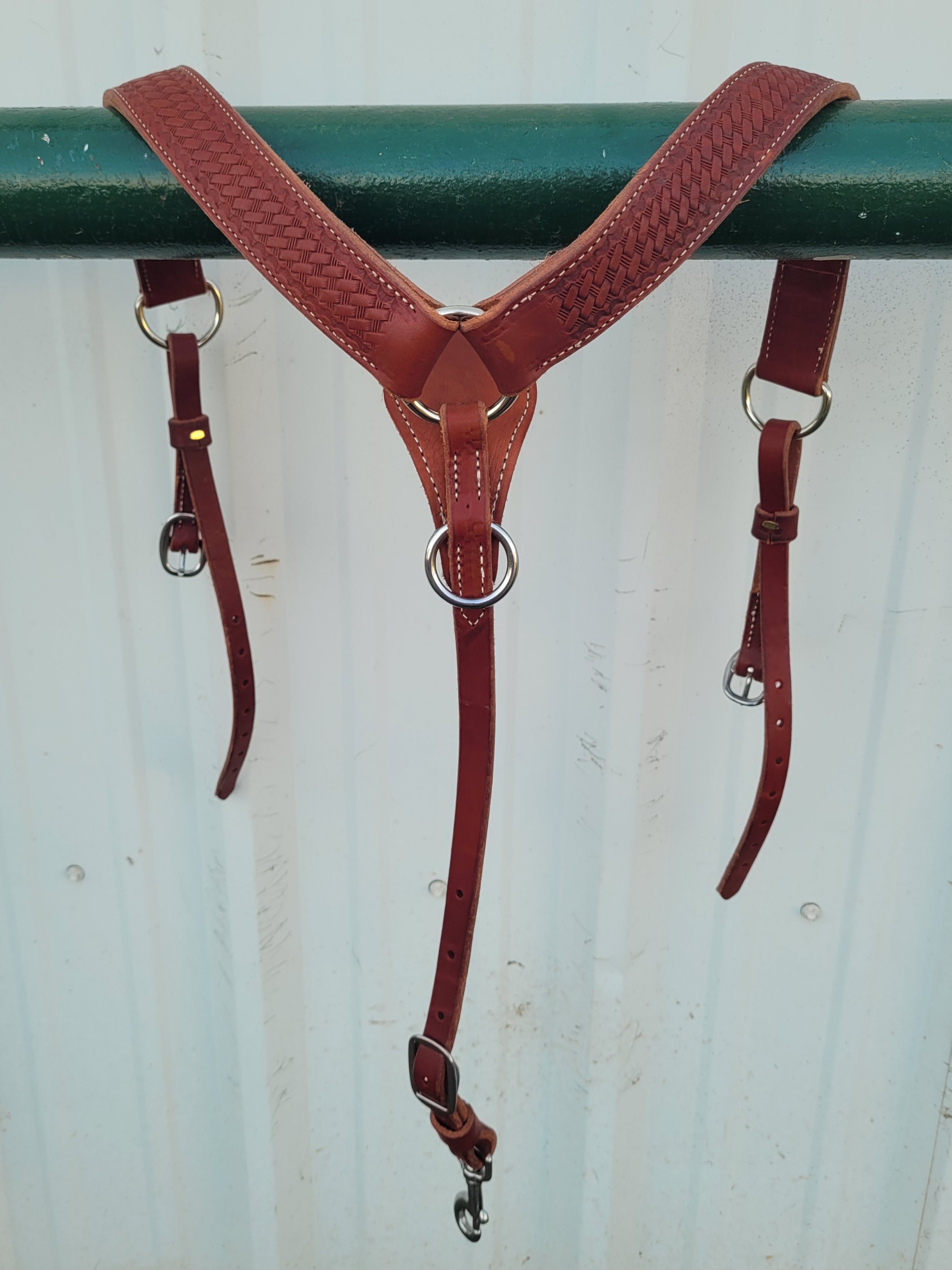 Leather Tooled Basketweave Breastcollar