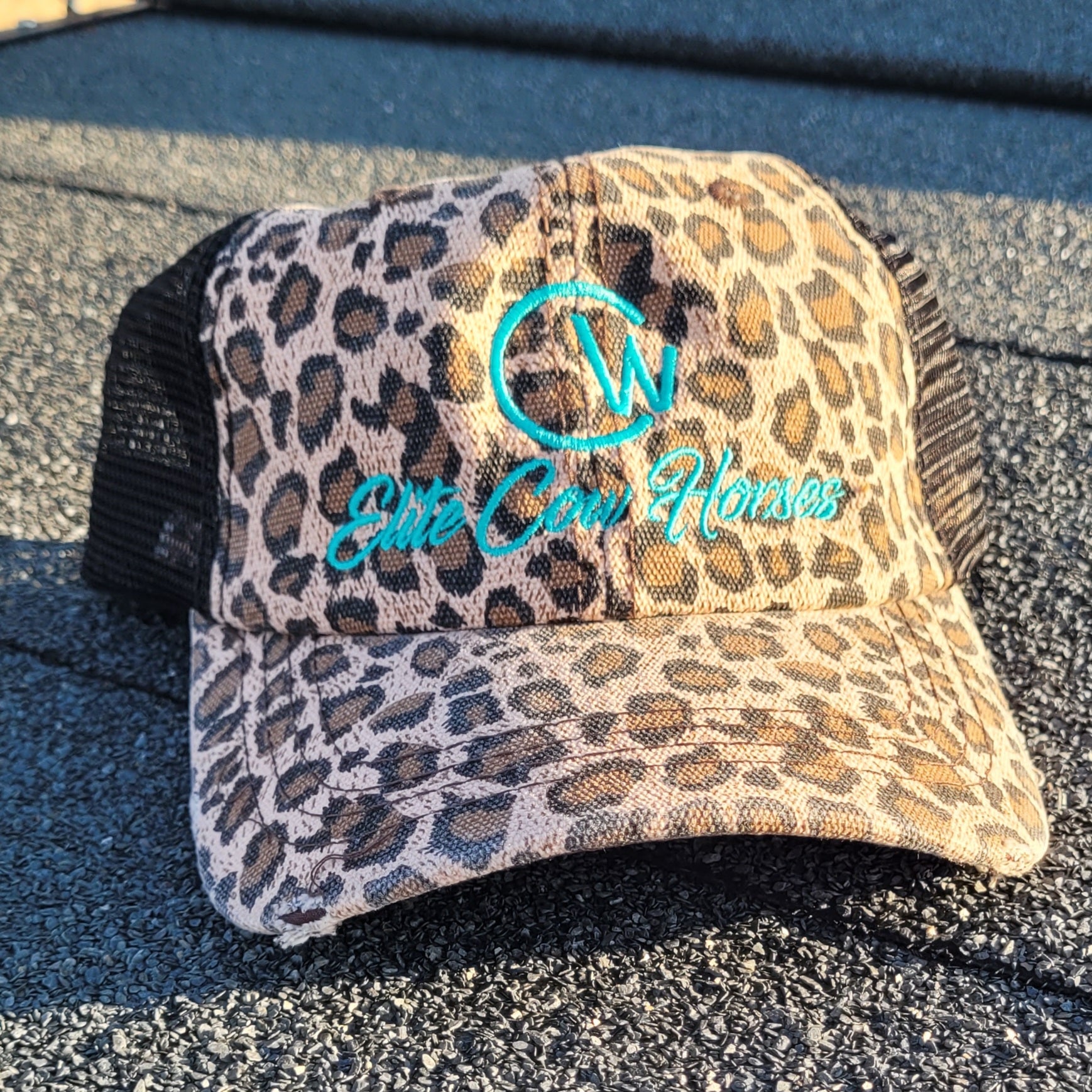 Leopard Print & Turquoise CW Elite Cow Horses Ball Cap