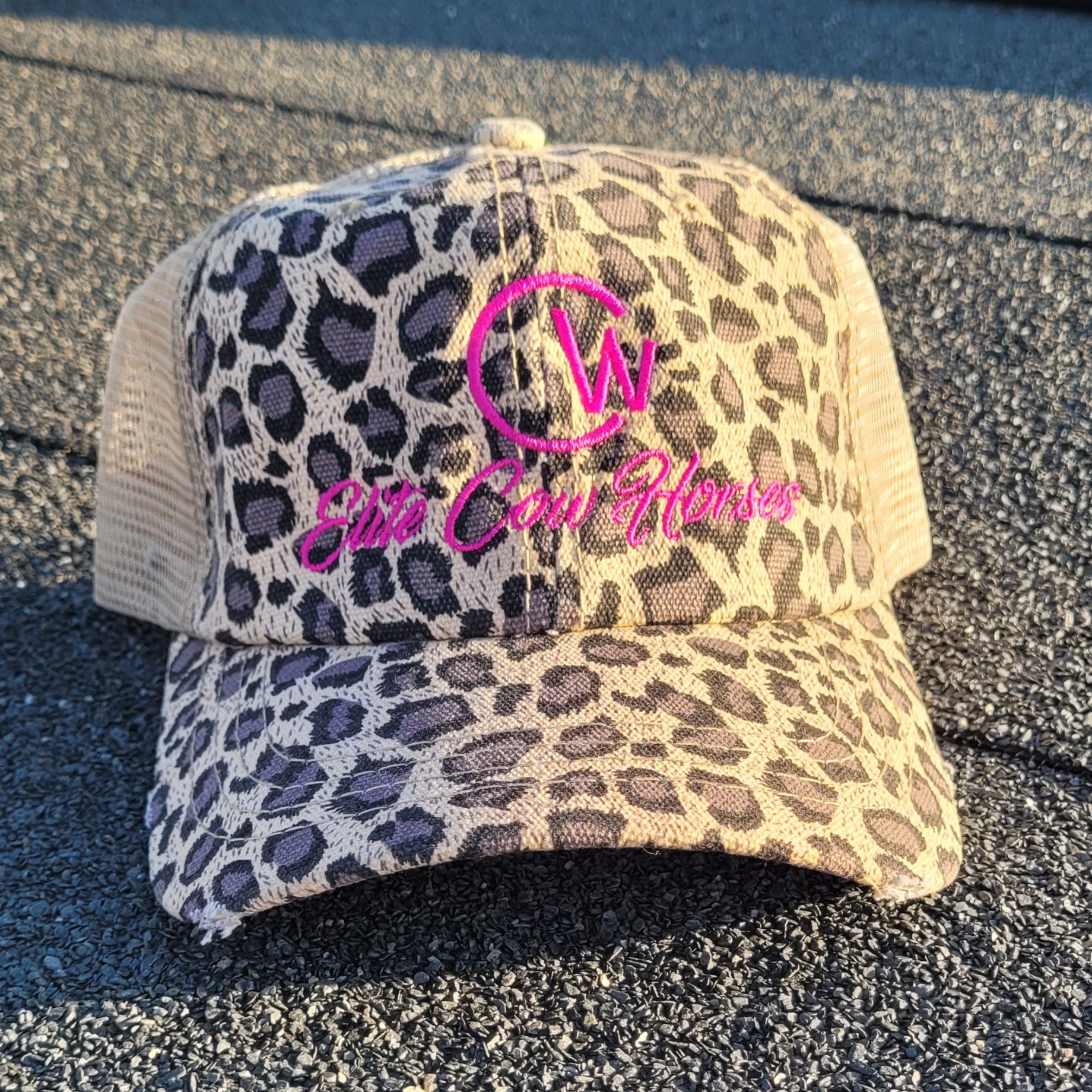 Leopard Print & Hot Pink CW Elite Cow Horses Ball Cap