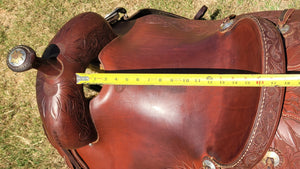 16" Custom Olen Clark Ranch Cutting Saddle with Sterling Silver Conchos, Hardware, and Bridle Buckles!