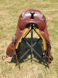 16" Custom Olen Clark Ranch Cutting Saddle with Sterling Silver Conchos, Hardware, and Bridle Buckles!