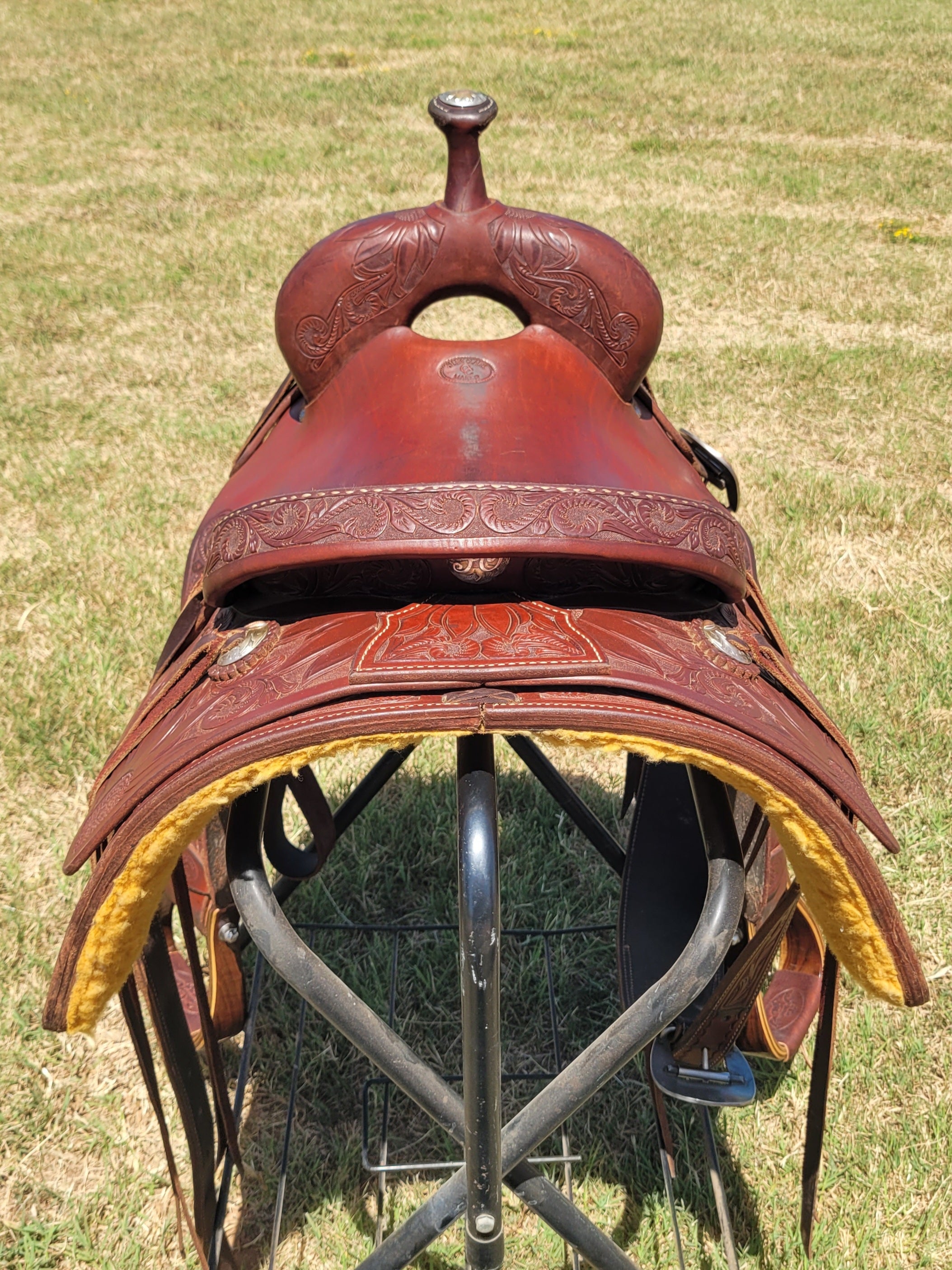 16" Custom Olen Clark Ranch Cutting Saddle with Sterling Silver Conchos, Hardware, and Bridle Buckles!