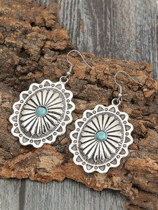 Silver & Turquoise Oval Earrings