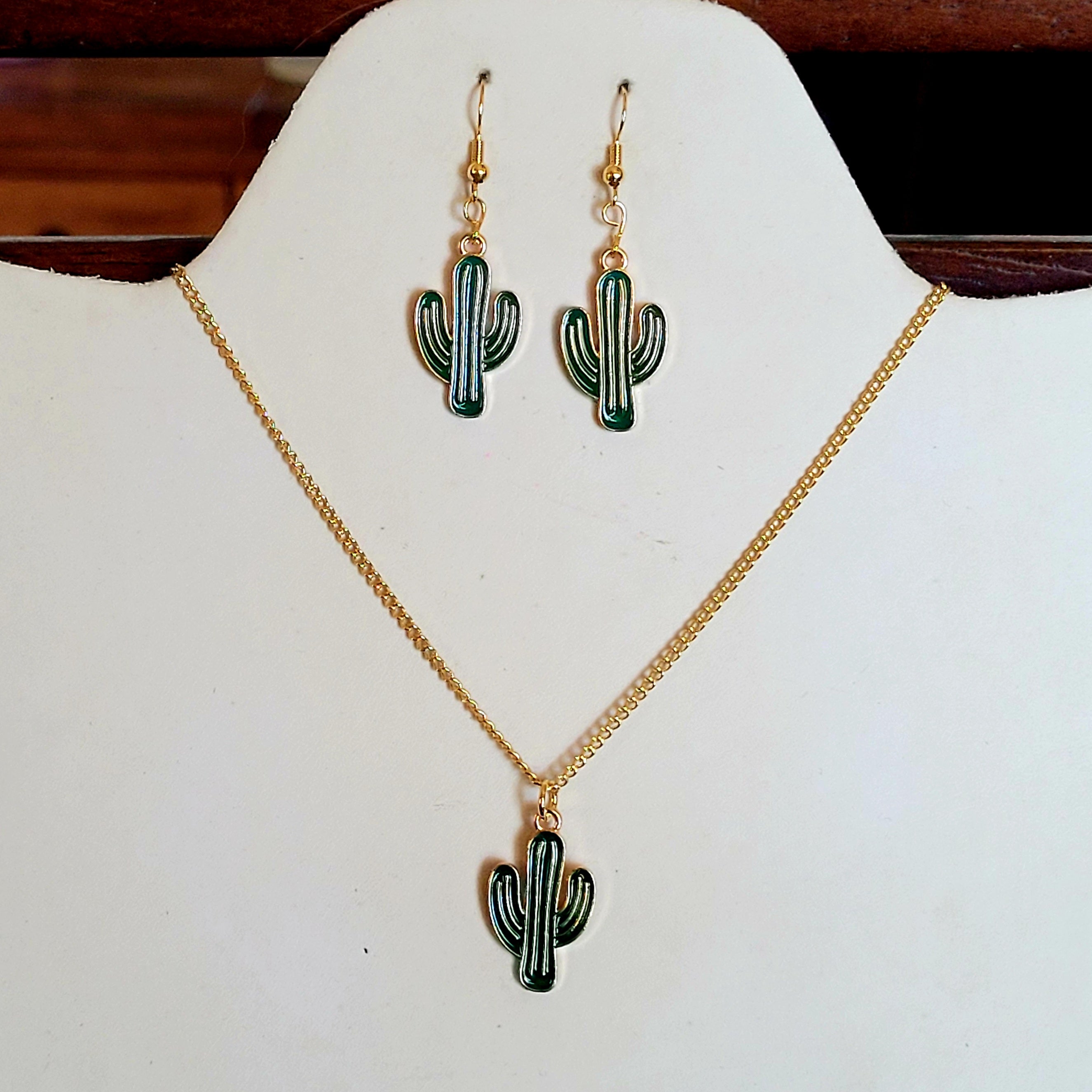 Cactus Necklace & Earring Set