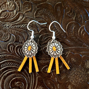Southwestern Concho & Leather Earrings