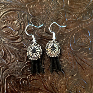 Southwestern Concho & Leather Earrings