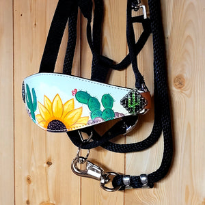 Sunflower & Cactus Print Bronc Halter & Lead with Crystal Conchos!