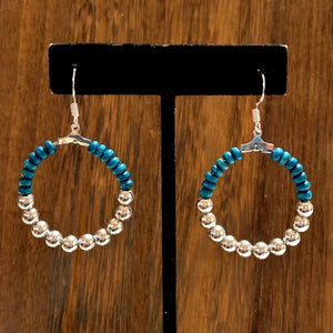 Turquoise & Silver Hoop Earrings!