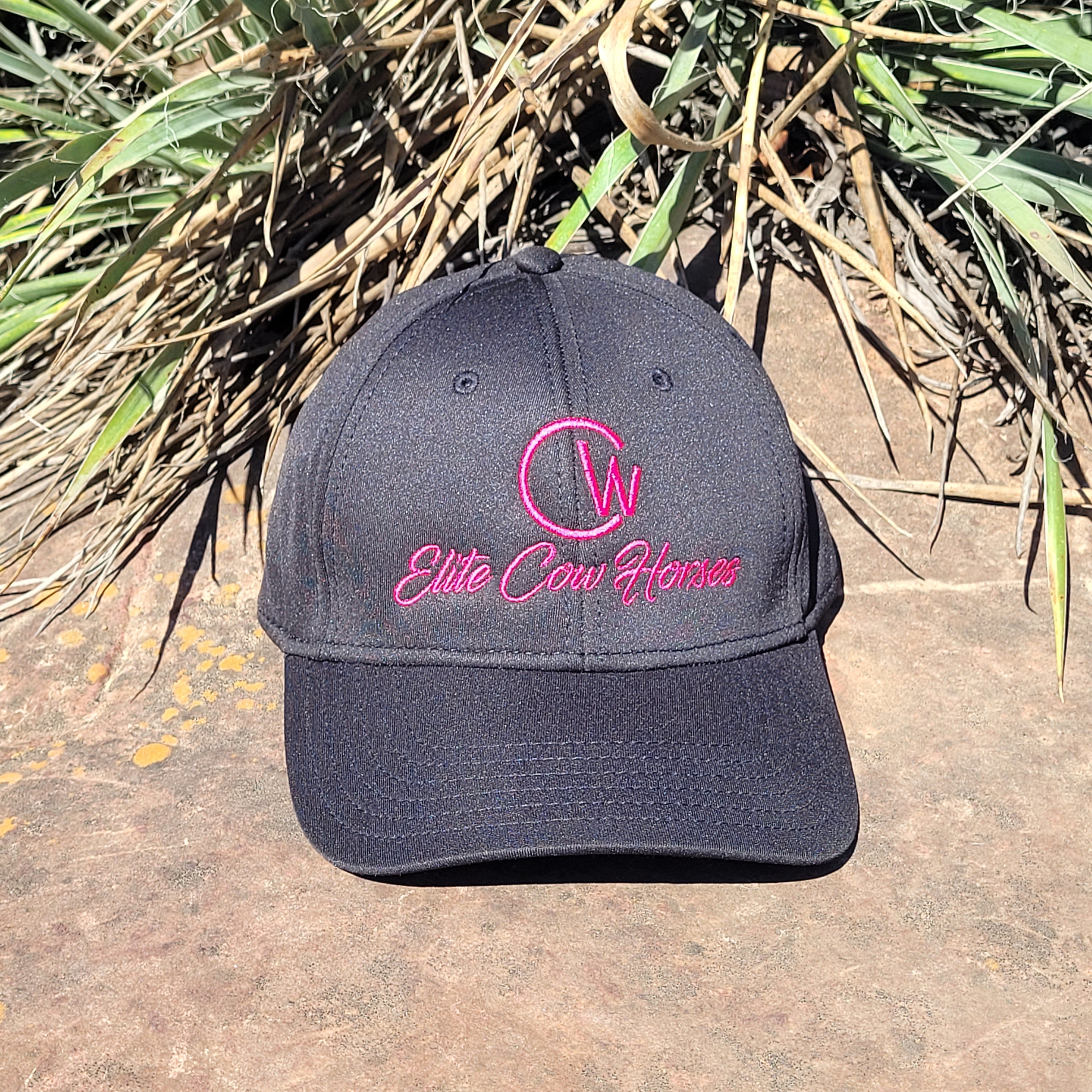 Black & Hot Pink Solid CW Elite Cow Horses Ball Cap