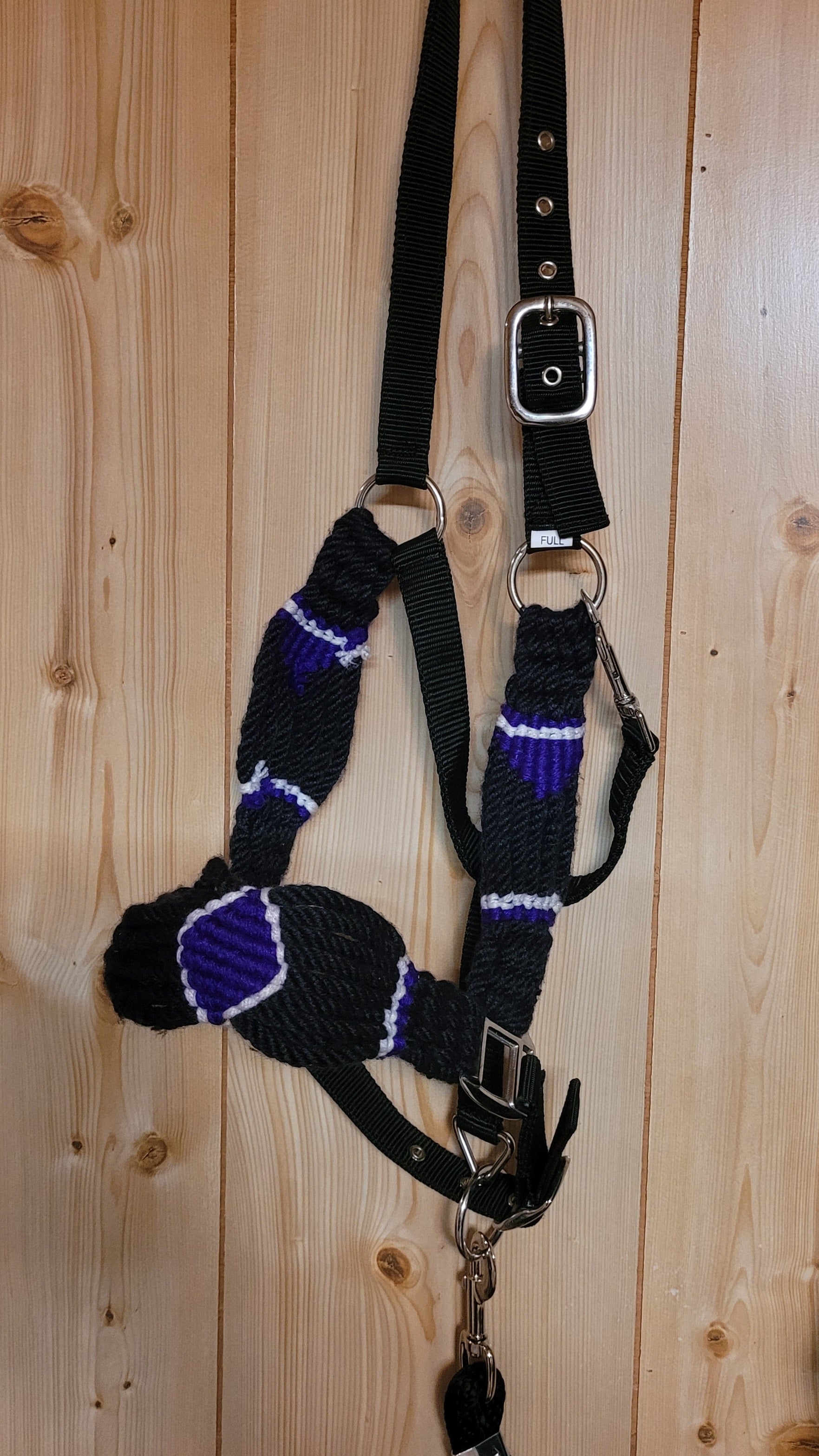 Purple, White & Black Rope Cinch Halter & Lead