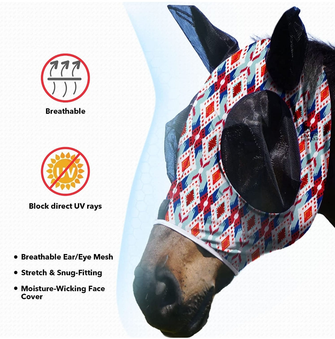 Aztec Diamond Print Horse Fly Mask