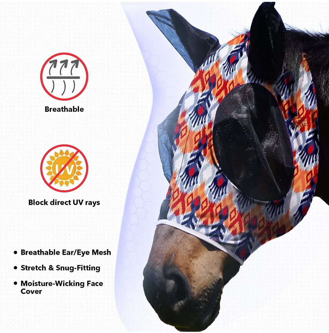 Aztec & Feather Print Horse Fly Mask
